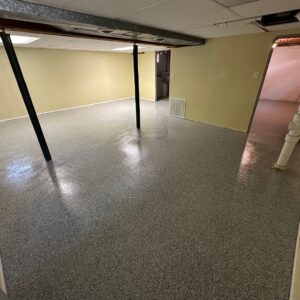 Finished basement epoxy flooring