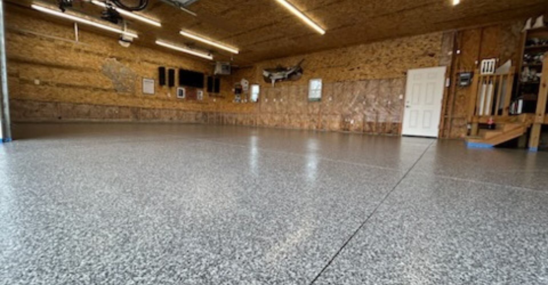Finished basement epoxy floor