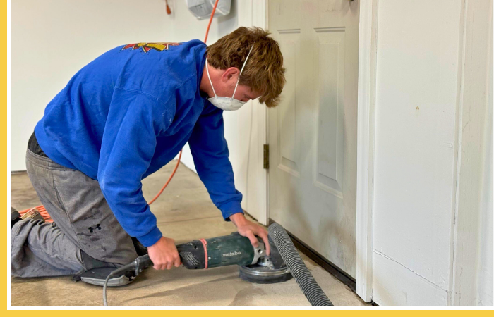 sanding floor for installation