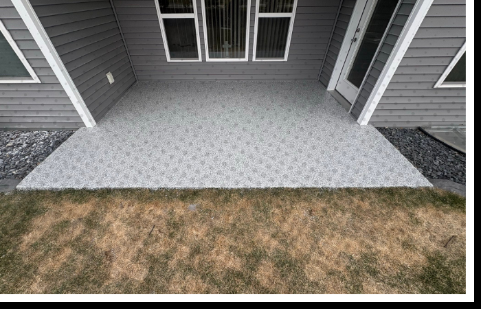 polyurea patio in backyard
