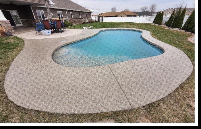 polyurea patio protecting a pool
