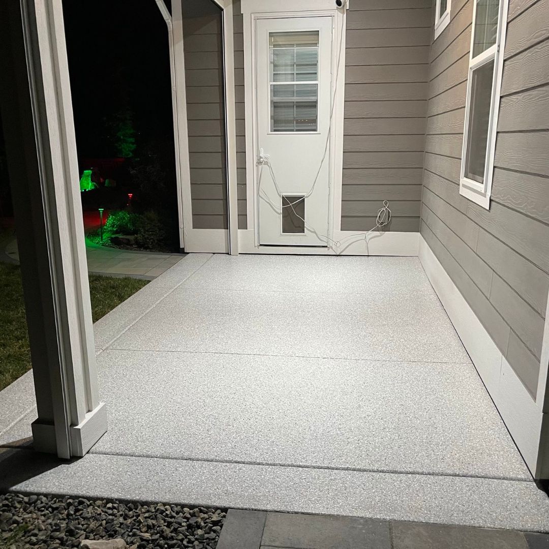 outdoor patio with fresh coating
