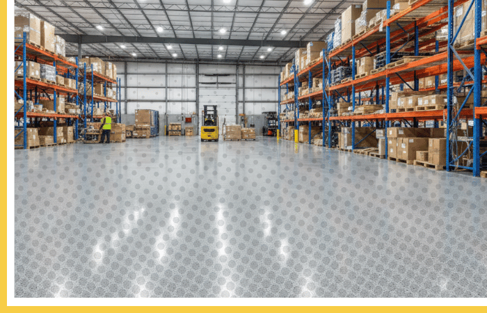 Durable grey Polyurea floor coating for high-traffic warehouse and distribution centers | Industrial concrete protection