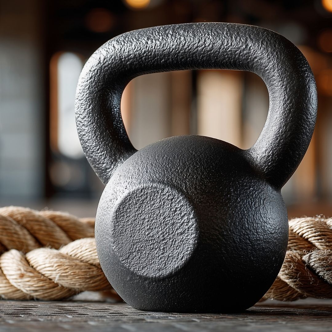 a kettlebell and rope